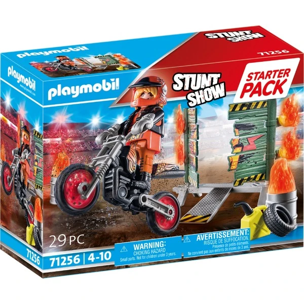 PLAYMOBIL 71256 Stuntshow Starter Pack Stuntshow Motorrad Mit Feuerwand, Konstruktionsspielzeug